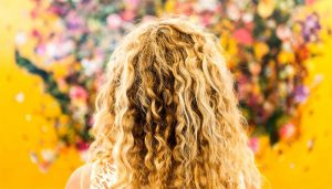 Close-up photograph of diverse curly hair textures.